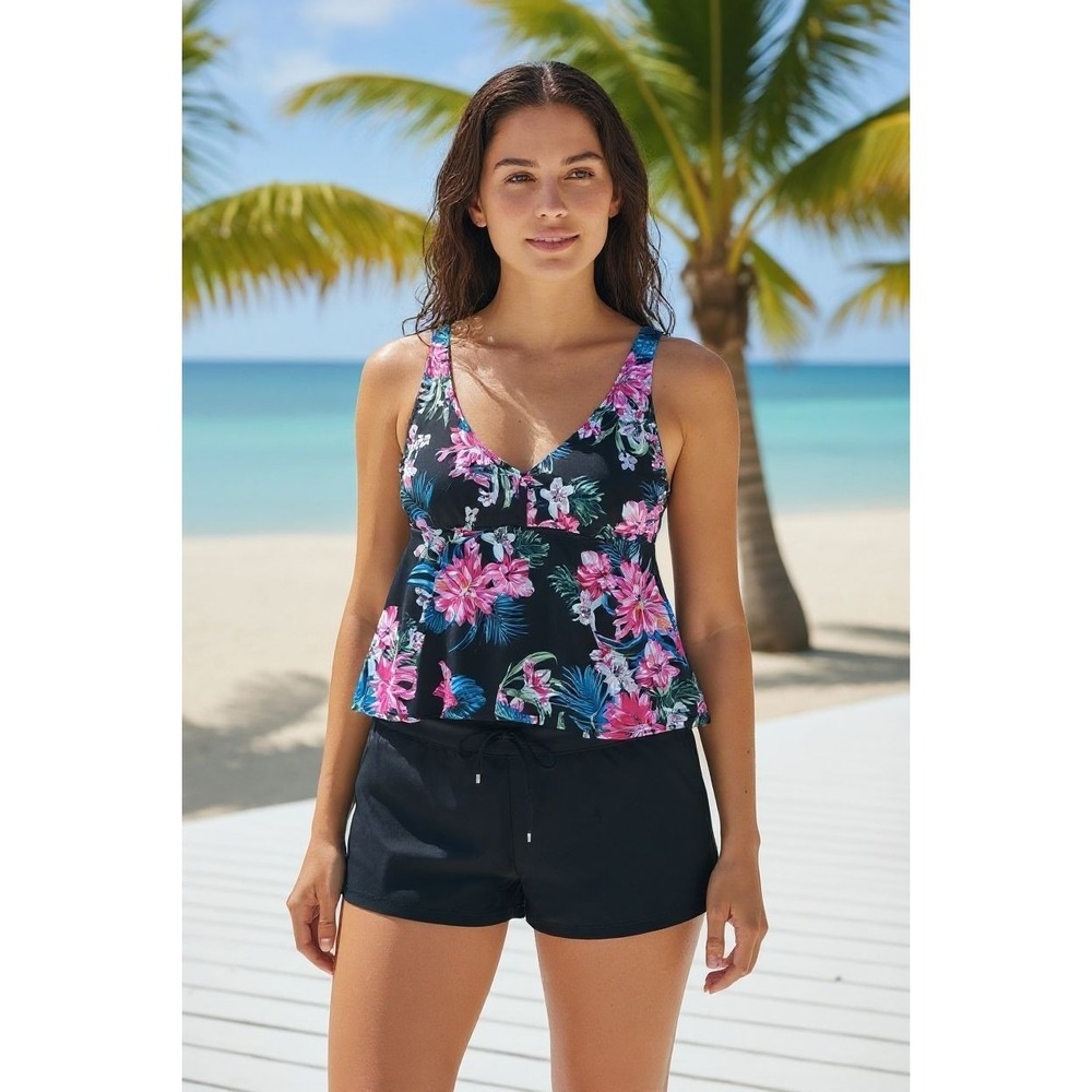 Kona tankini‎ swimsuit set Razor Side support Bra Tropical Size 20/Large Shorts